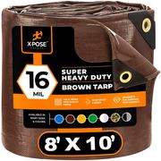Xpose Safety 8 ft x 10 ft Heavy Duty 16 Mil Tarp, Brown, Polyethylene BHD-810-A